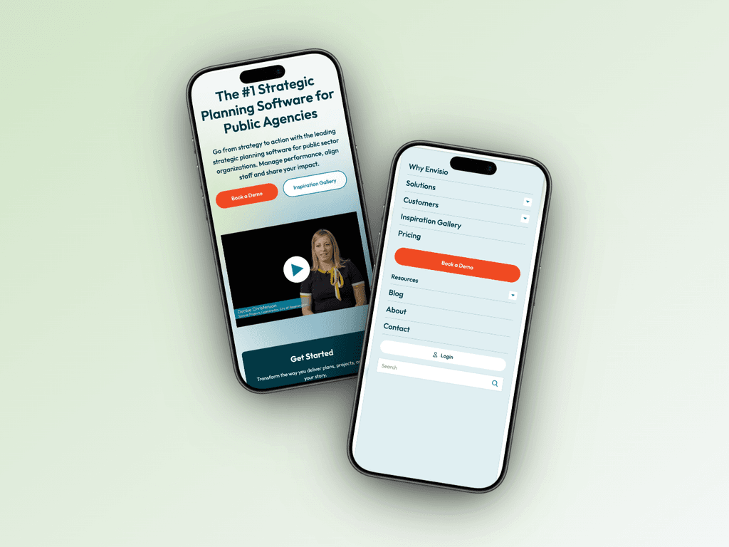 This is a mockup image showcasing the Envisio site on mobile